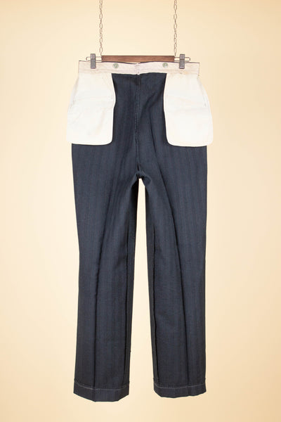 AMERICAN 1940S/1950S BLUE-GREY DOUBLE PLEATED TROUSERS. SIZE CA EU 46