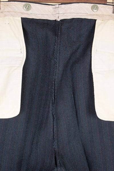 AMERICAN 1940S/1950S BLUE-GREY DOUBLE PLEATED TROUSERS. SIZE CA EU 46