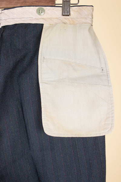 AMERICAN 1940S/1950S BLUE-GREY DOUBLE PLEATED TROUSERS. SIZE CA EU 46