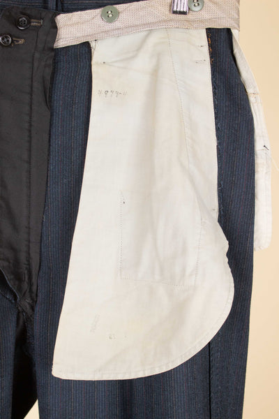 AMERICAN 1940S/1950S BLUE-GREY DOUBLE PLEATED TROUSERS. SIZE CA EU 46