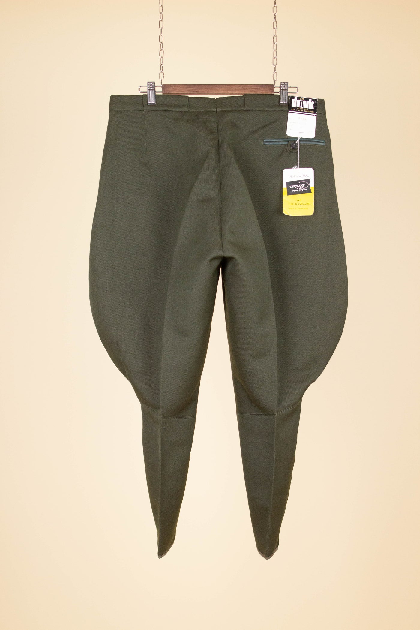 SWEDISH 1950S/1960S DEADSTOCK GREEN HEAVY TWILL BREECHES BY DANIK. SIZE CA EU 52/54