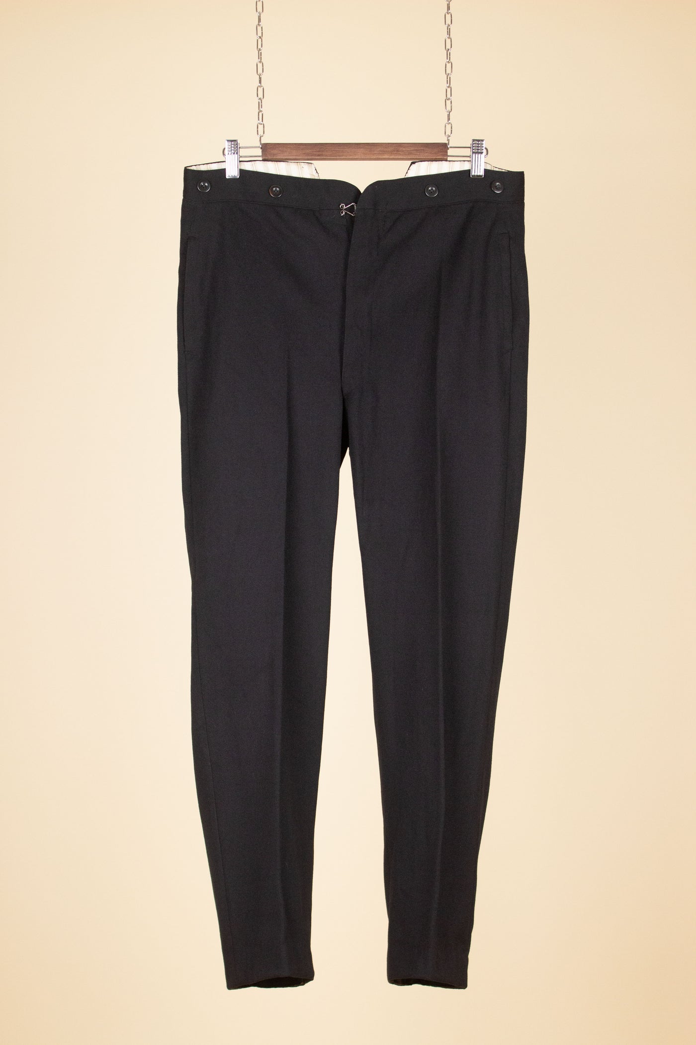 SWEDISH EARLY 1900S BLACK TROUSERS BY LINDELÖFS. SIZE CA EU 50-52