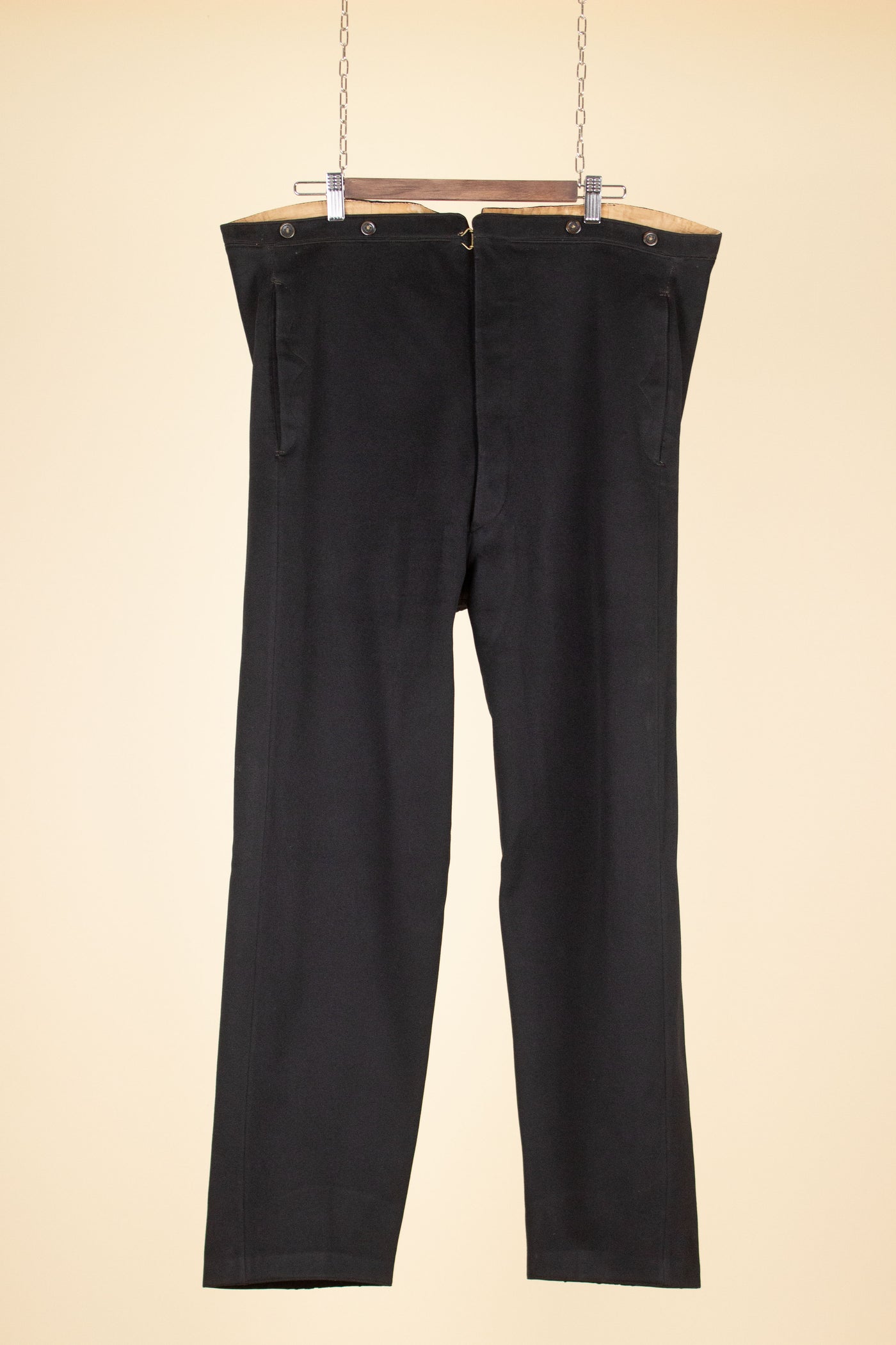 SWEDISH EARLY 1900S BLACK TROUSERS. SIZE CA EU 58 SHORT