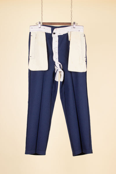 EARLY 1900S BLUE SINGLE TROUSERS. SIZE CA EU 52 SHORT