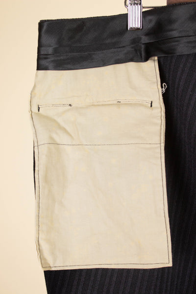 SWEDISH 1940S/1950S GREY STRIPED MORNING TROUSERS. SIZE CA EU 64 SHORT