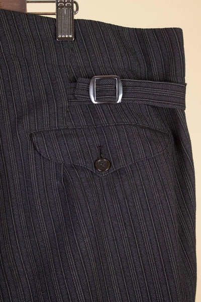 SWEDISH 1940S/1950S GREY STRIPED MORNING TROUSERS. SIZE CA EU 64 SHORT