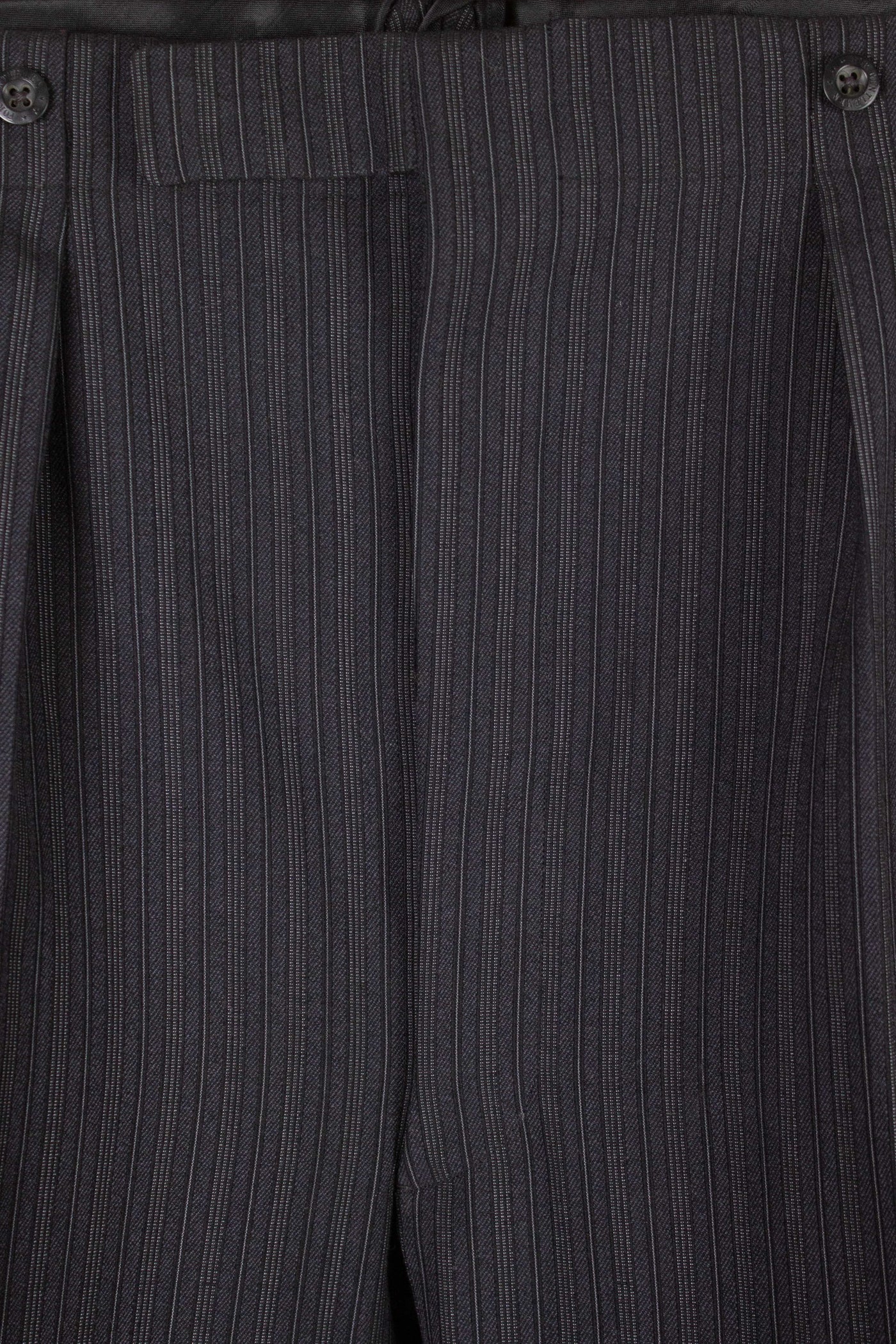 SWEDISH 1940S/1950S GREY STRIPED MORNING TROUSERS. SIZE CA EU 64 SHORT