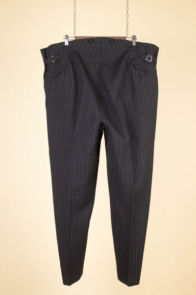 SWEDISH 1940S/1950S GREY STRIPED MORNING TROUSERS. SIZE CA EU 64 SHORT