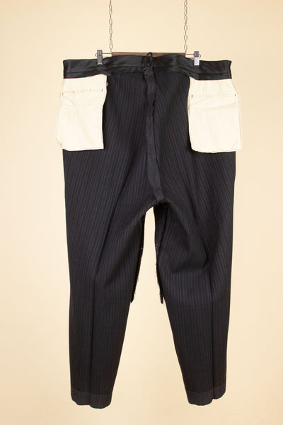 SWEDISH 1940S/1950S GREY STRIPED MORNING TROUSERS. SIZE CA EU 64 SHORT