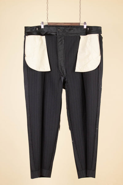 SWEDISH 1940S/1950S GREY STRIPED MORNING TROUSERS. SIZE CA EU 64 SHORT