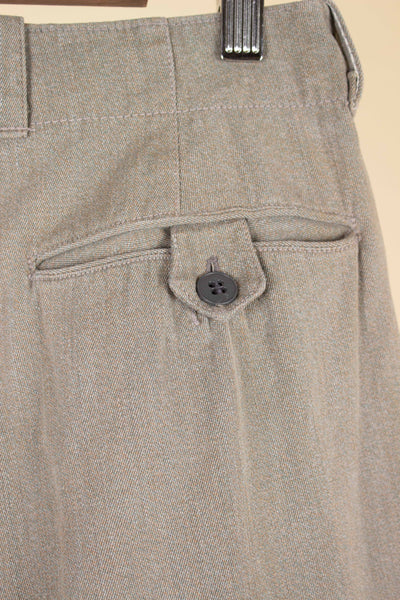 SWEDISH 1940S BEIGE HEAVY WEIGHT WORK TROUSERS BY VARGEN. SIZE CA EU 46-48