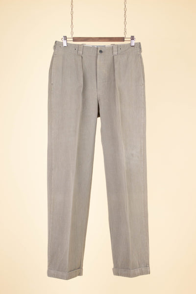 SWEDISH 1940S BEIGE HEAVY WEIGHT WORK TROUSERS BY VARGEN. SIZE CA EU 46-48