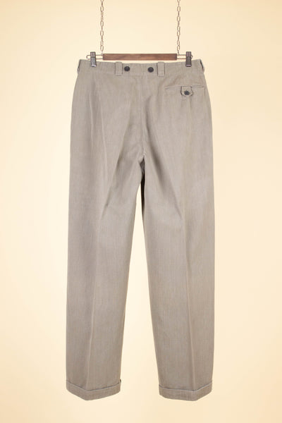 SWEDISH 1940S BEIGE HEAVY WEIGHT WORK TROUSERS BY VARGEN. SIZE CA EU 46-48