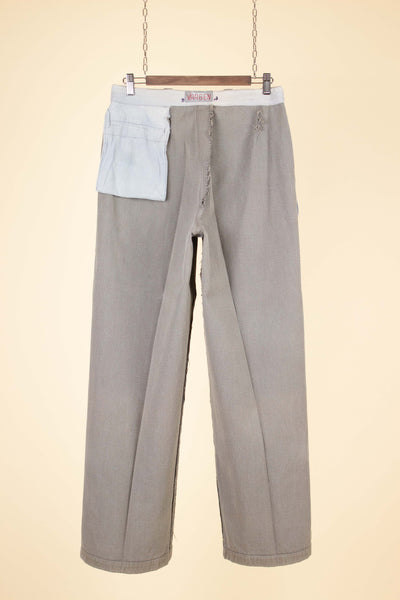 SWEDISH 1940S BEIGE HEAVY WEIGHT WORK TROUSERS BY VARGEN. SIZE CA EU 46-48