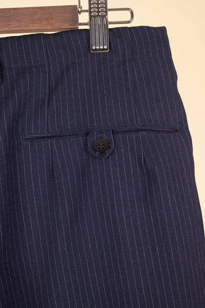 SWEDISH 1950S DARK BLUE PINSTRIPE TROUSERS. SIZE CA EU 48-50