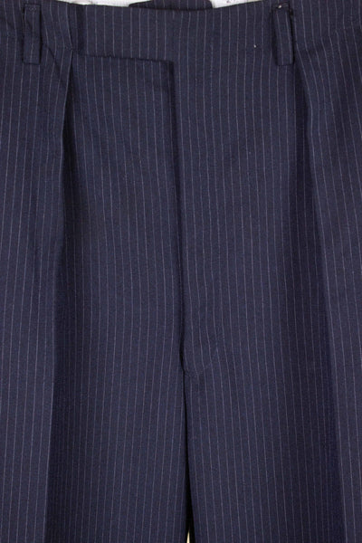 SWEDISH 1950S DARK BLUE PINSTRIPE TROUSERS. SIZE CA EU 48-50
