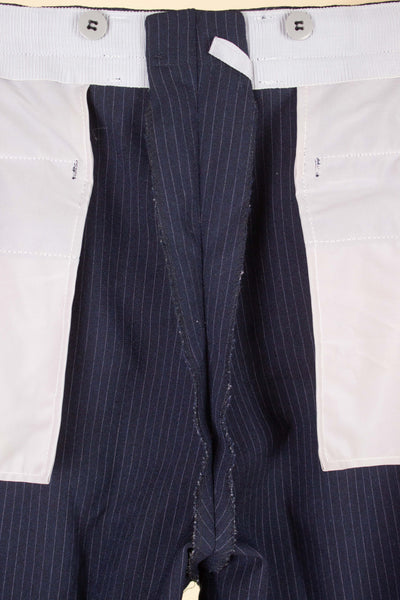 SWEDISH 1950S DARK BLUE PINSTRIPE TROUSERS. SIZE CA EU 48-50