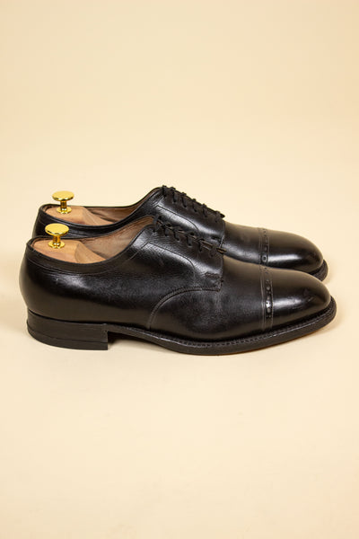 SWEDISH 1930S/1940S BLACK DERBY SHOES. SIZE EU 44 (US 11/UK10.5)