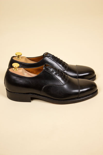 SWEDISH DEADSTOCK 1958 BLACK OXFORDS SHOES BY SS SKO. SIZE EU 43 (US 10/UK 9.5)