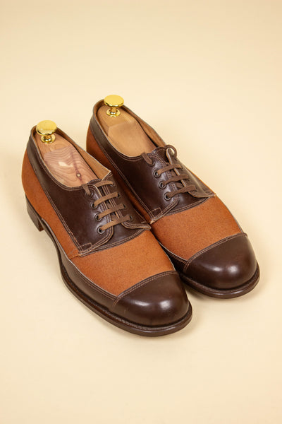 SWEDISH DEADSTOCK 1930S/1940S TWO TONE SHOES. SIZE EU 41 (US 8/UK 7.5)