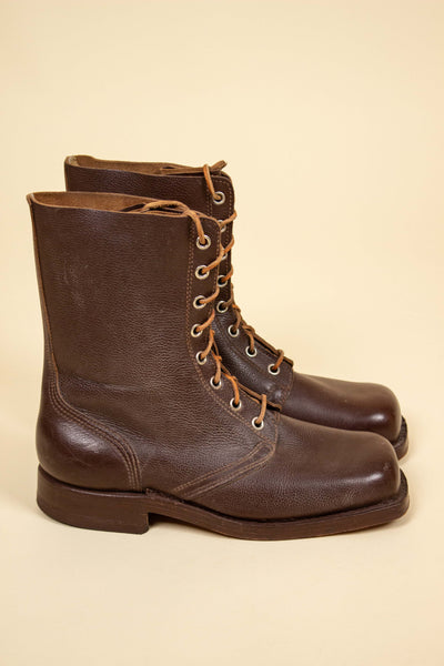 SWEDISH 1954 BROWN BOOTS WITH TALL SHAFT. SIZE EU 44 (US 11/UK 10.5)