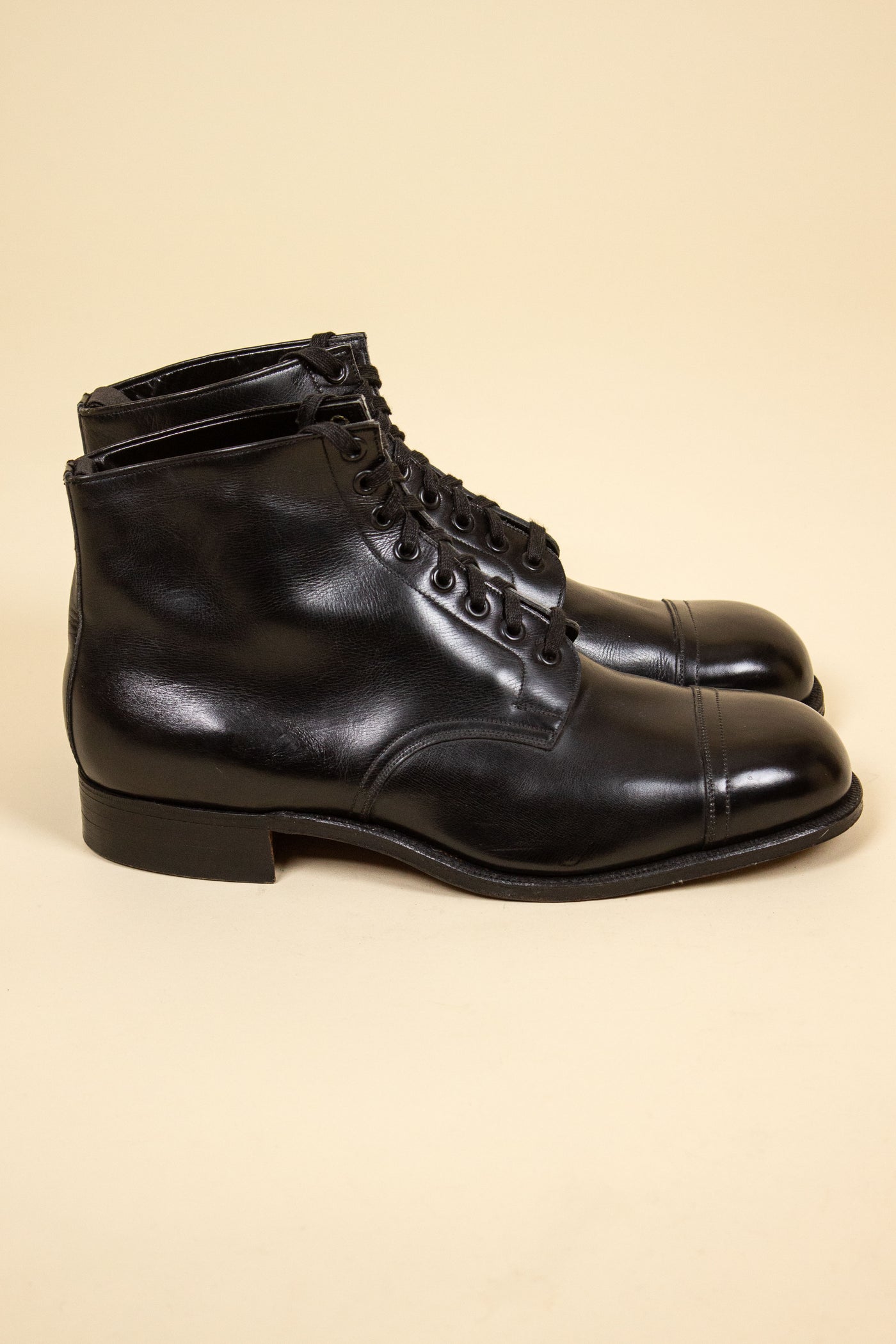 SWEDISH DEADSTOCK 1940S BLACK BOOTS BY RAMLÖSA SKOFABRIK. SIZE EU 43 (US 10/UK 10.5)