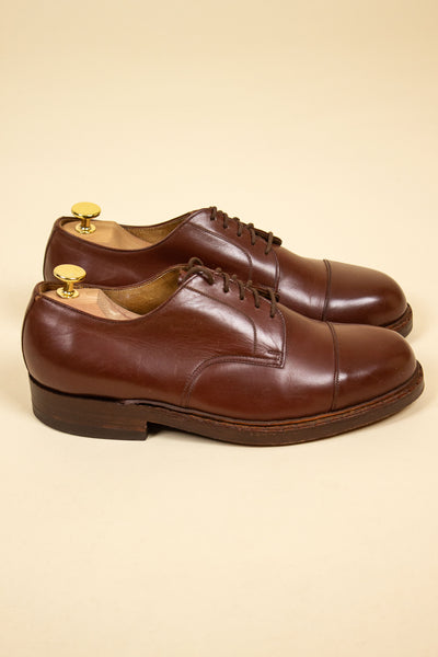 SWEDISH 1940S/1950S BROWN DERBY SHOES BY JONSSONS SKO. SIZE EU 41 (US 8/UK 7.5)