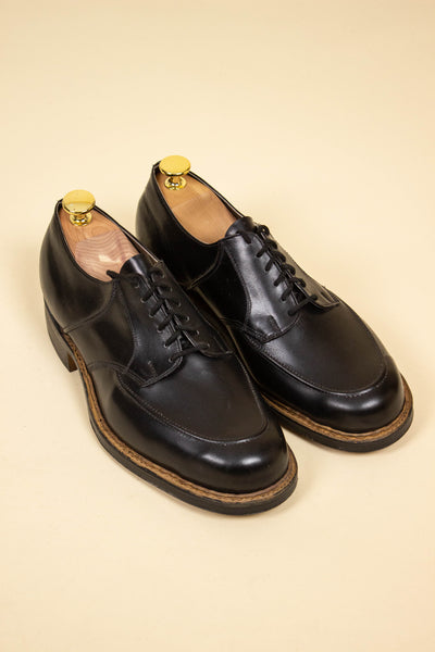 SWEDISH DEADSTOCK 1940S BLACK DERBY SHOES BY BERGON. SIZE EU 39 (US 6.5/UK 6)