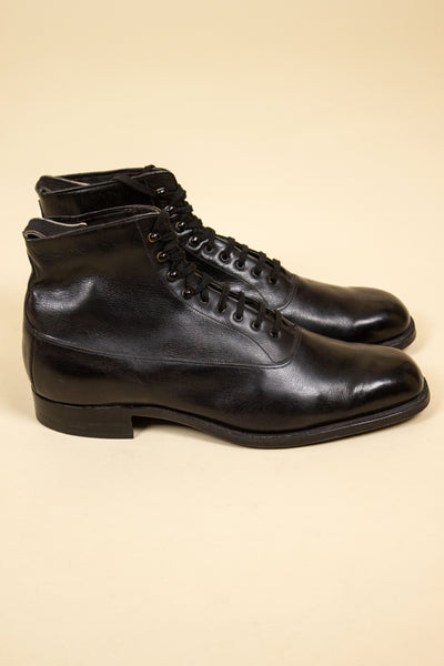 GERMAN DEADSTOCK 1930S BLACK BALMORAL BOOTS BY ROLAND. SIZE EU 41 (US 8/UK 7.5)