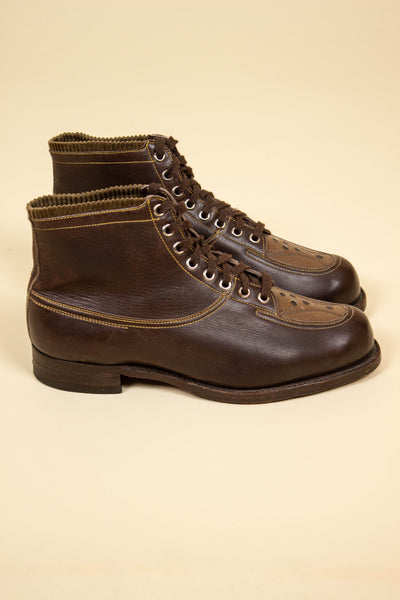 SWEDISH 1930S/1940S TWO TONE BOOTS. SIZE EU 40 (US 7/UK 6.5)