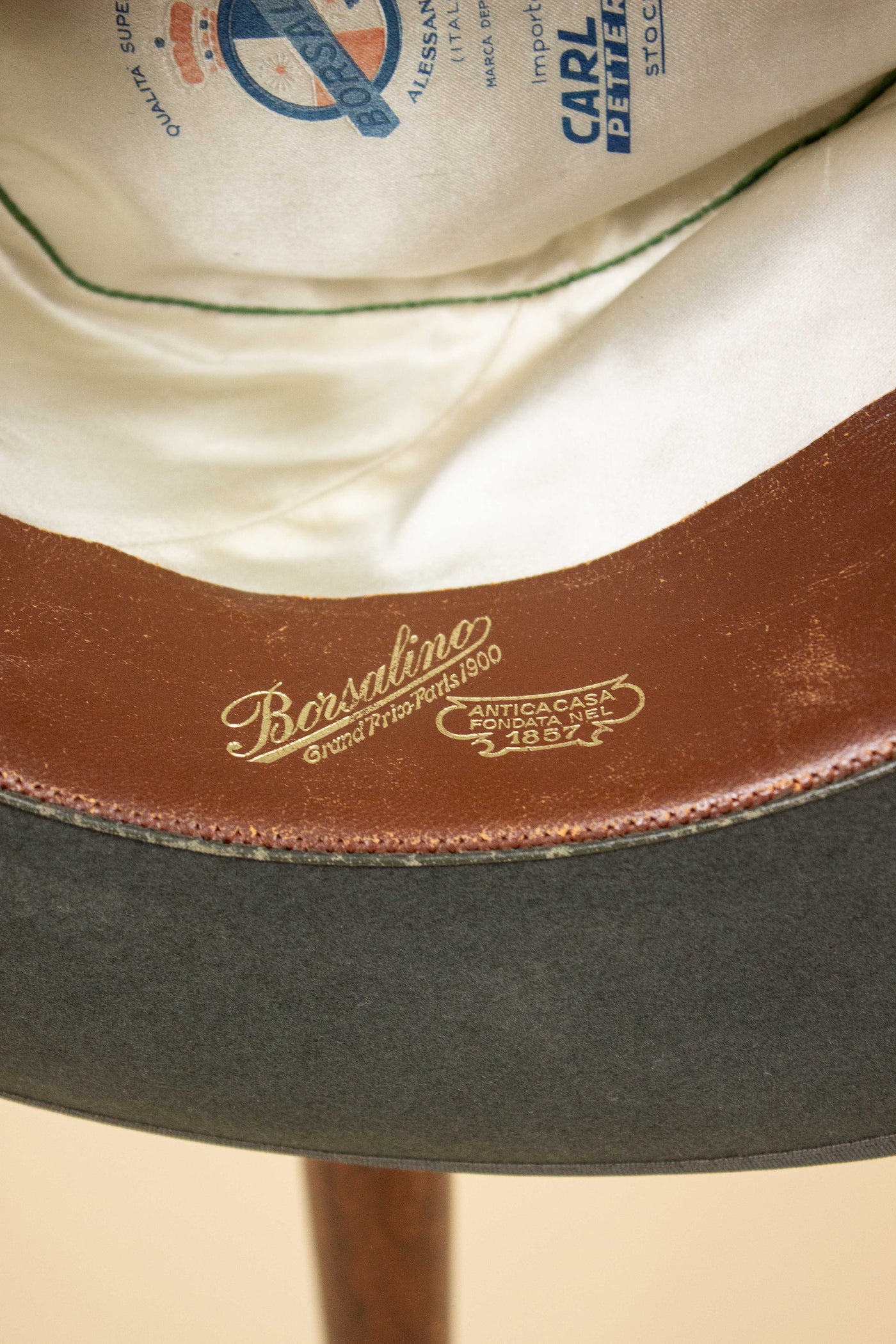 ITALIAN 1940S/1950S GREEN FEDORA FELT HAT BY BORSALINO. SIZE 54