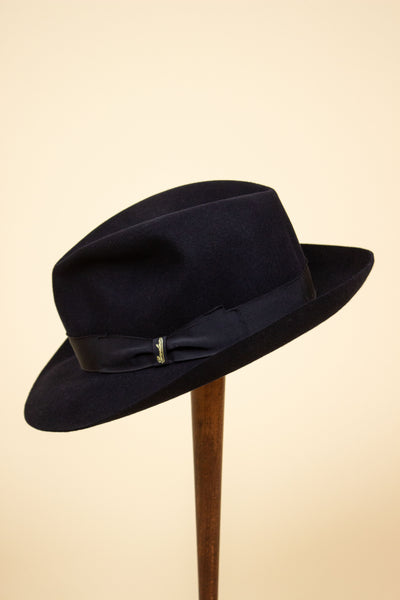 ITALIAN 2000S BLACK FEDORA FELT HAT BY BORSALINO. SIZE 63