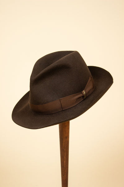 ITALIAN 2000S BROWN FEDORA FELT HAT BY BORSALINO. SIZE 57,5