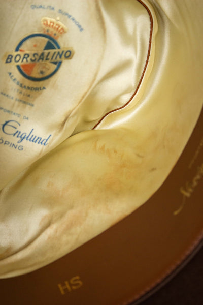ITALIAN 1930S/1940S MID-BROWN HOMBURG HAT BY BORSALINO. SIZE EU 57