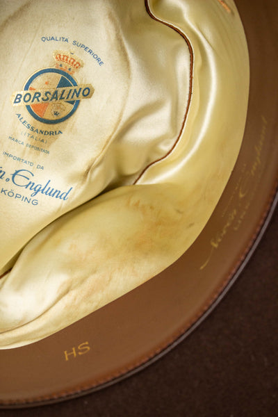 ITALIAN 1930S/1940S MID-BROWN HOMBURG HAT BY BORSALINO. SIZE EU 57