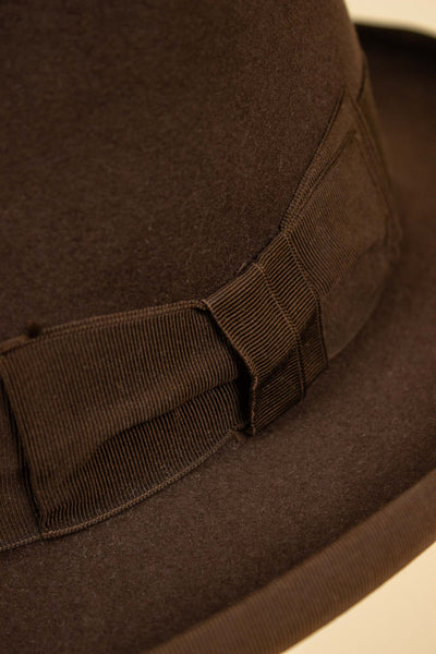 ITALIAN 1930S/1940S MID-BROWN HOMBURG HAT BY BORSALINO. SIZE EU 57