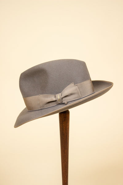 ITALIAN GREY-BEIGE FEDORA HAT FROM BORSALINO. SIZE 57,5