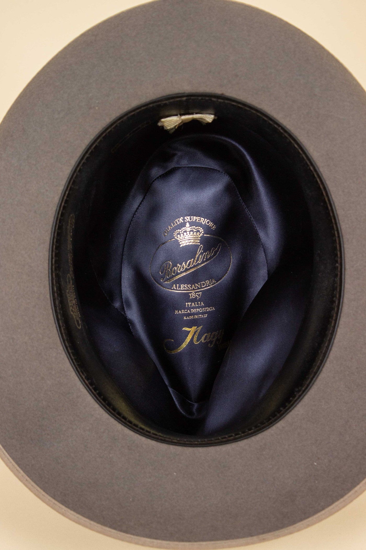 ITALIAN GREY-BEIGE FEDORA HAT FROM BORSALINO. SIZE 57,5