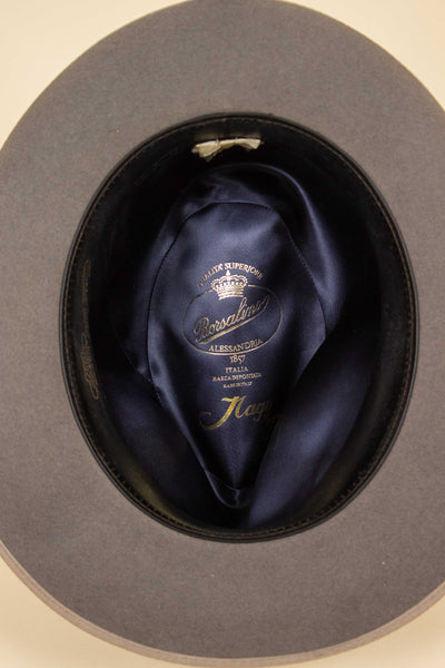 ITALIAN GREY-BEIGE FEDORA HAT FROM BORSALINO. SIZE 57,5