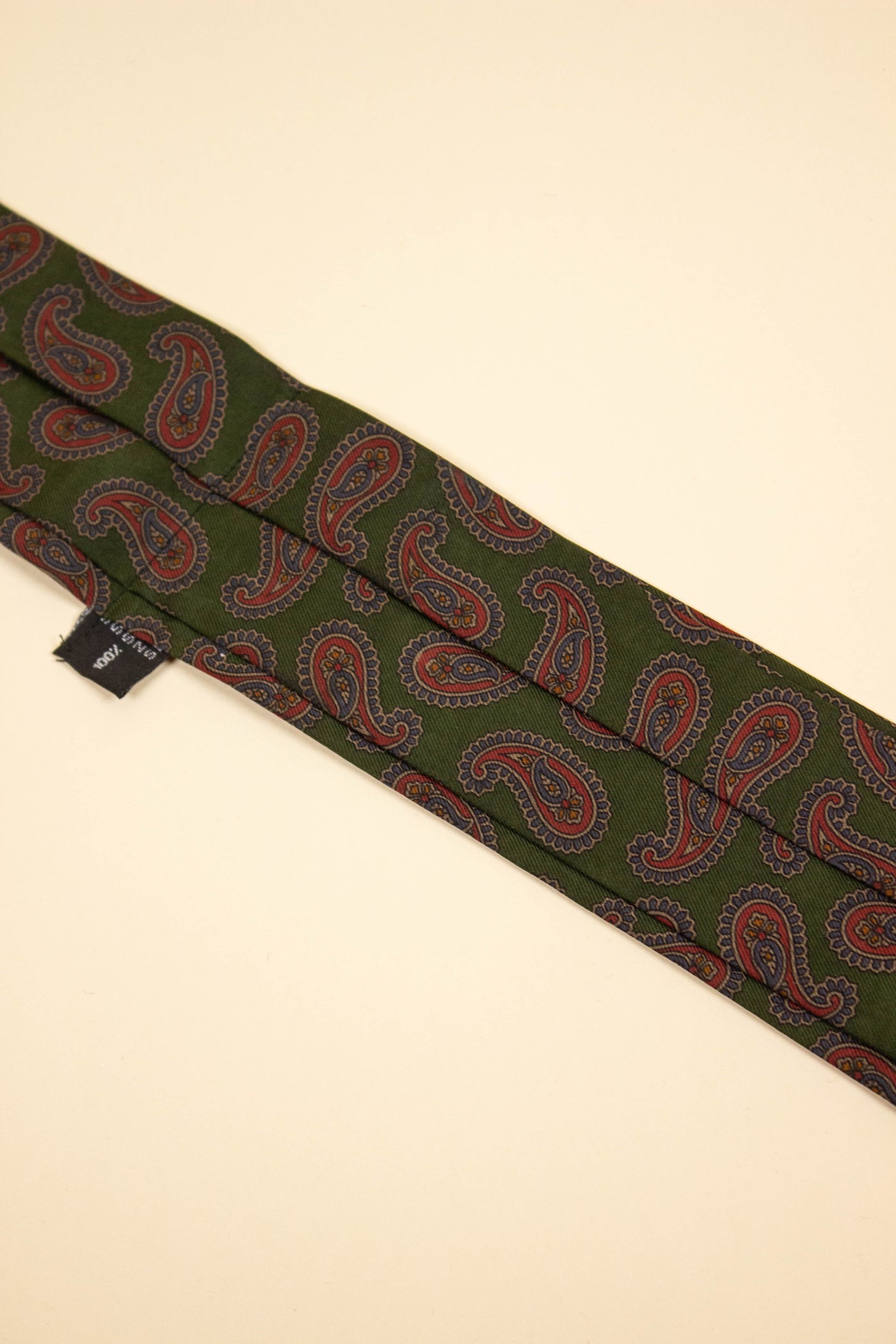 ITALIAN GREEN/RED/BLUE 100% SILK PAISLEY ASCOT TIE