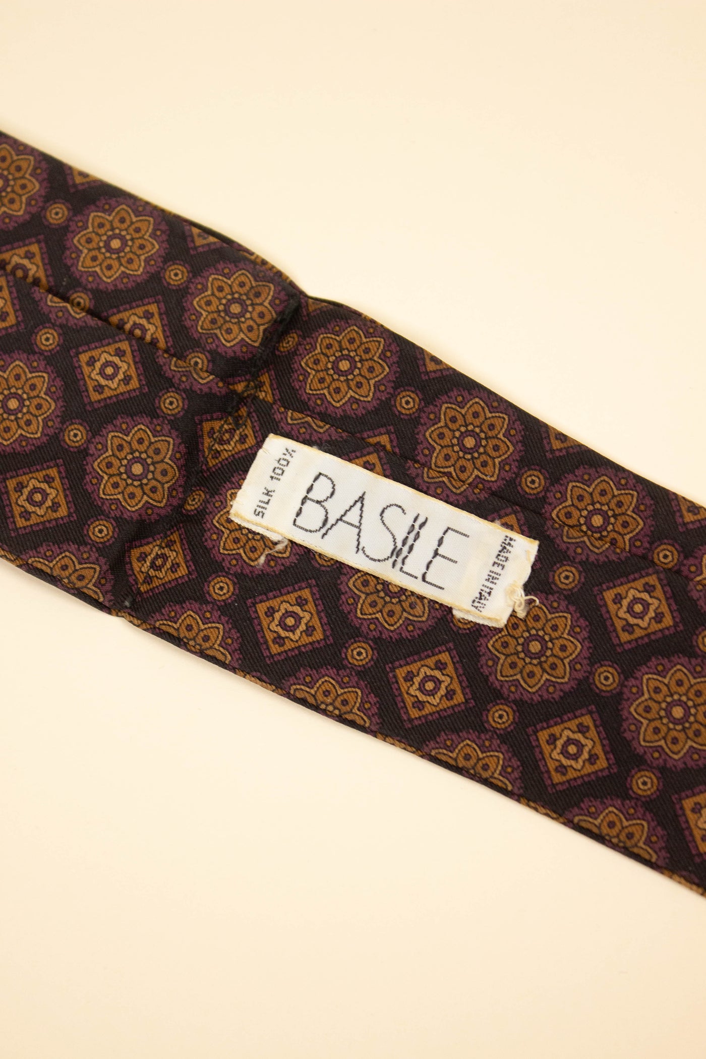 ITALIAN BLACK/BROWN/PURPLE 100% SILK ASCOT TIE