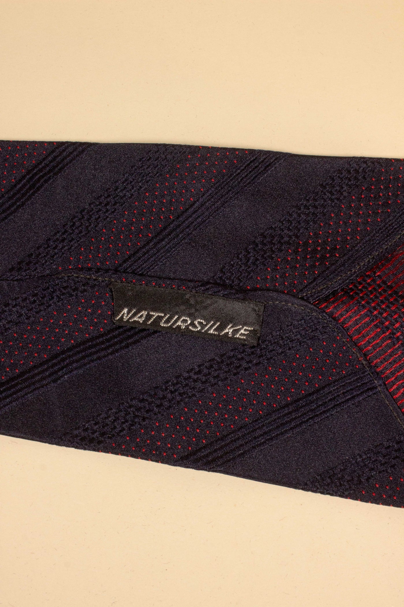 1930s/1940s black silk necktie with red dots