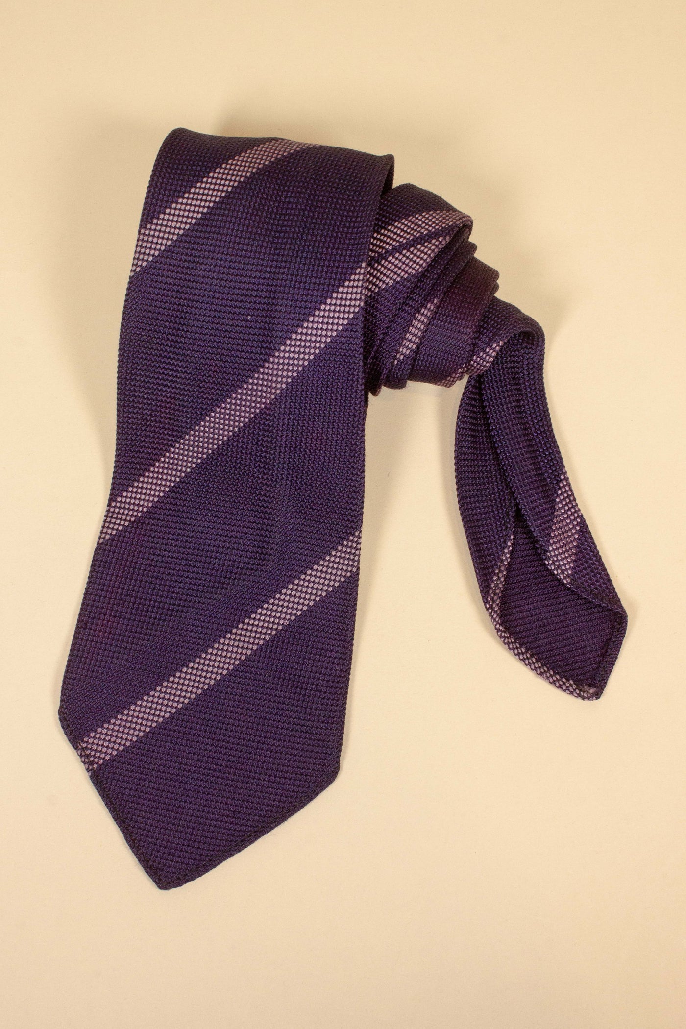 SWEDISH 1930S/1940S DARK PURPLE STRIPED NECKTIE