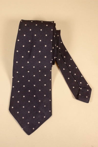 1950S DARK BLUE POLKA DOT SILK TIE