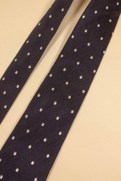 1950S DARK BLUE POLKA DOT SILK TIE