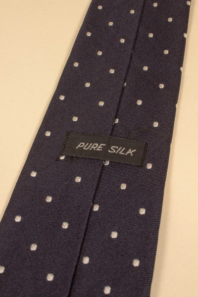 1950S DARK BLUE POLKA DOT SILK TIE