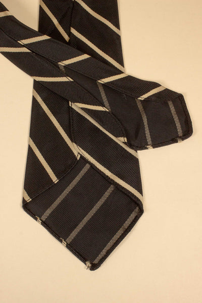 SWEDISH 1930S/1940S BLACK TIE WITH BEIGE STRIPES