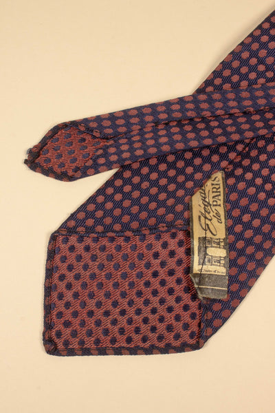 FRENCH 1930S/1940S TIE WITH PINK AND DARK BLUE PATTERN