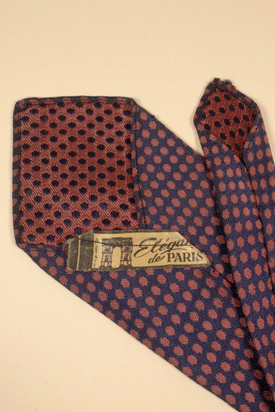 FRENCH 1930S/1940S TIE WITH PINK AND DARK BLUE PATTERN