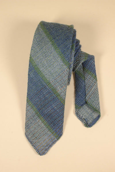 SWEDISH 1960S GREY, GREEN AND BLUE WOOL TIE